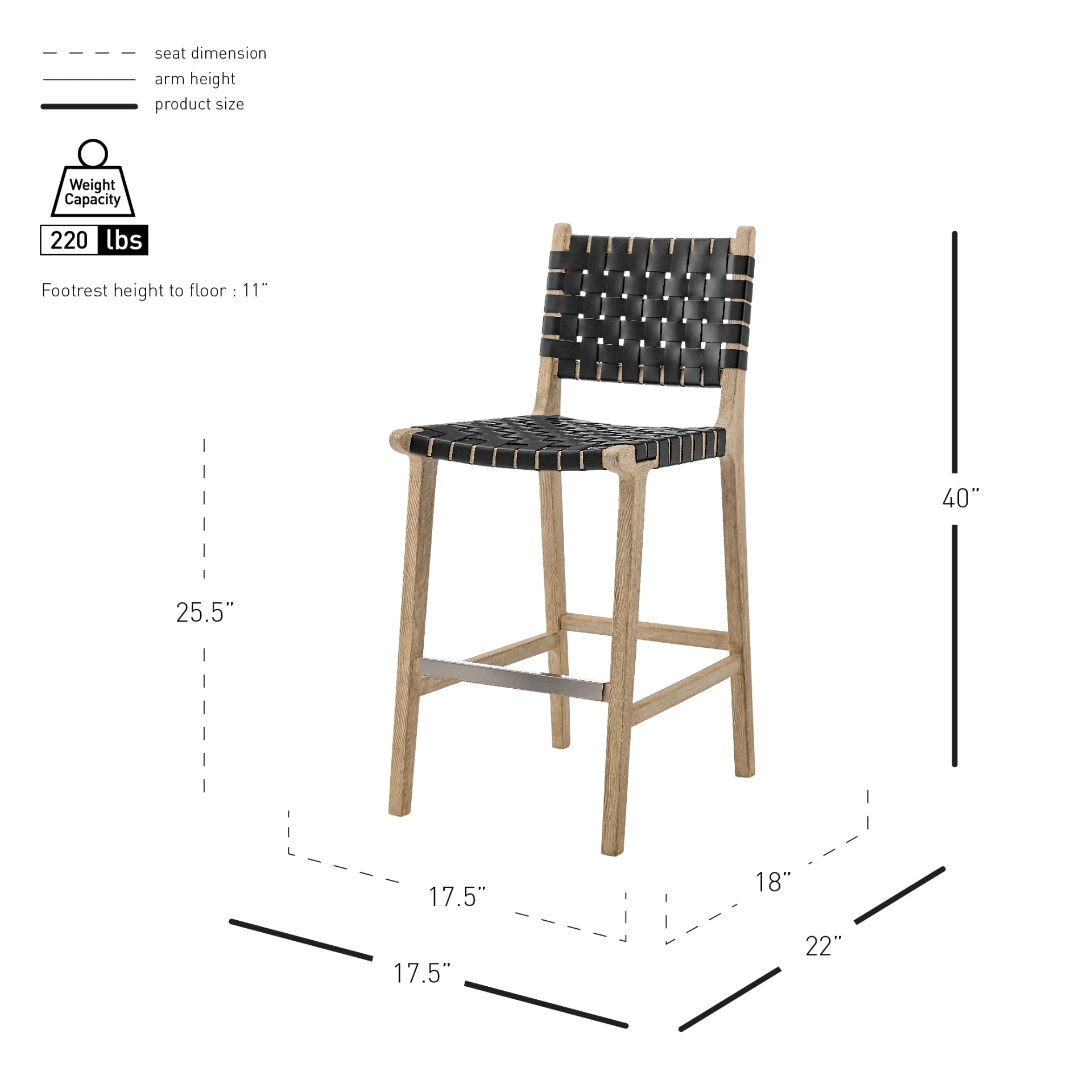 Marco Faux Leather Counter Stool Drift Wood Frame - What A Room