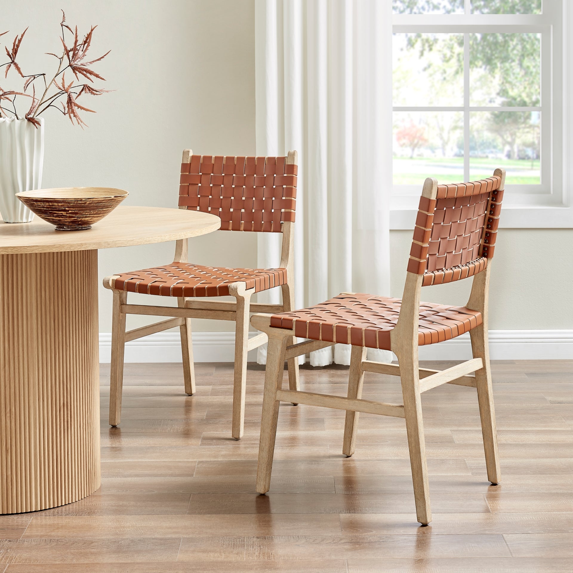 Marco Faux Leather Dining Side Chair Drift Wood Frame (Set of 2) - What A Room
