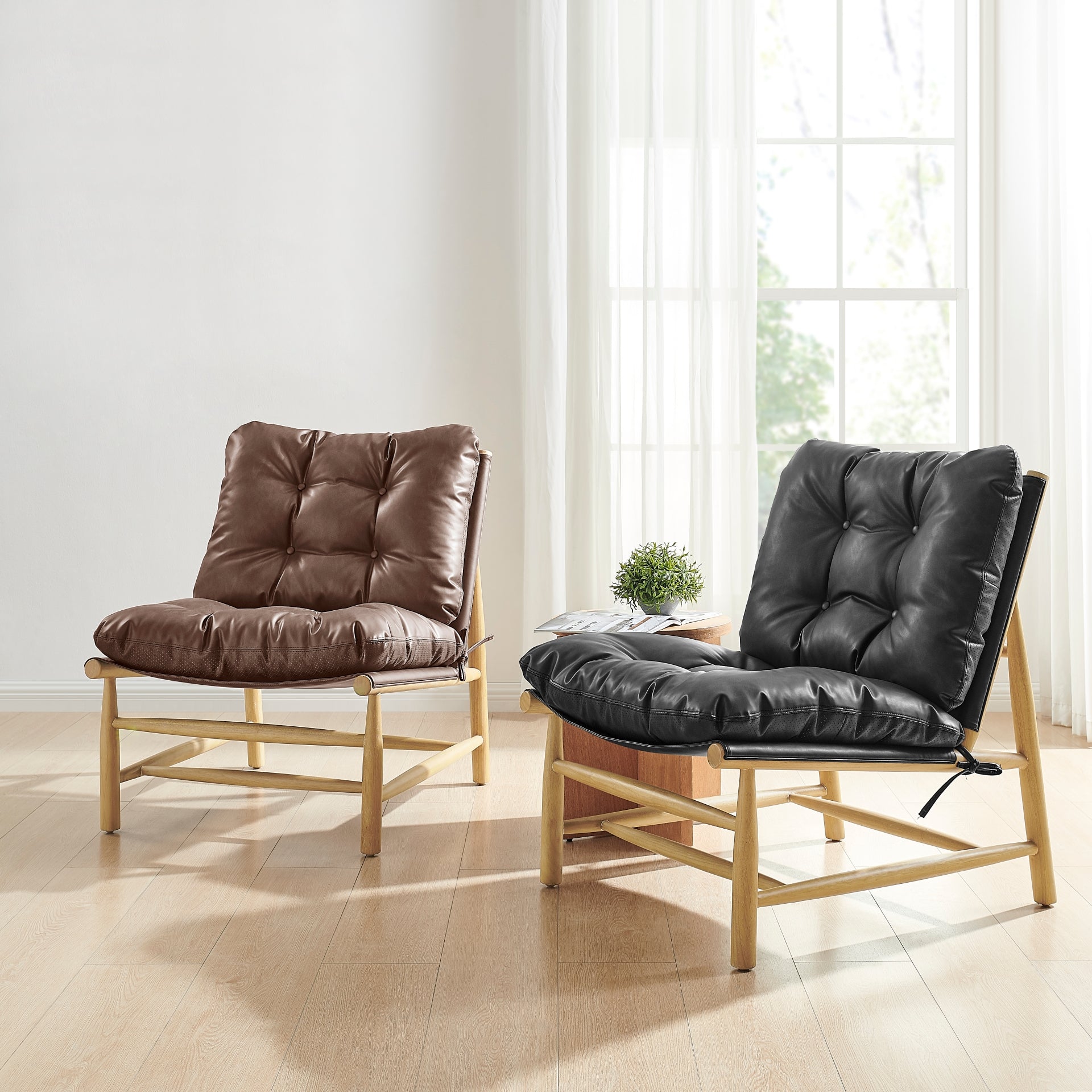 Oswald Faux Leather Tufted Accent Chair - What A Room