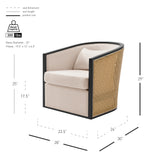 Marilyn Fabric Swivel Accent Arm Chair w/ Rattan Black Frame - What A Room