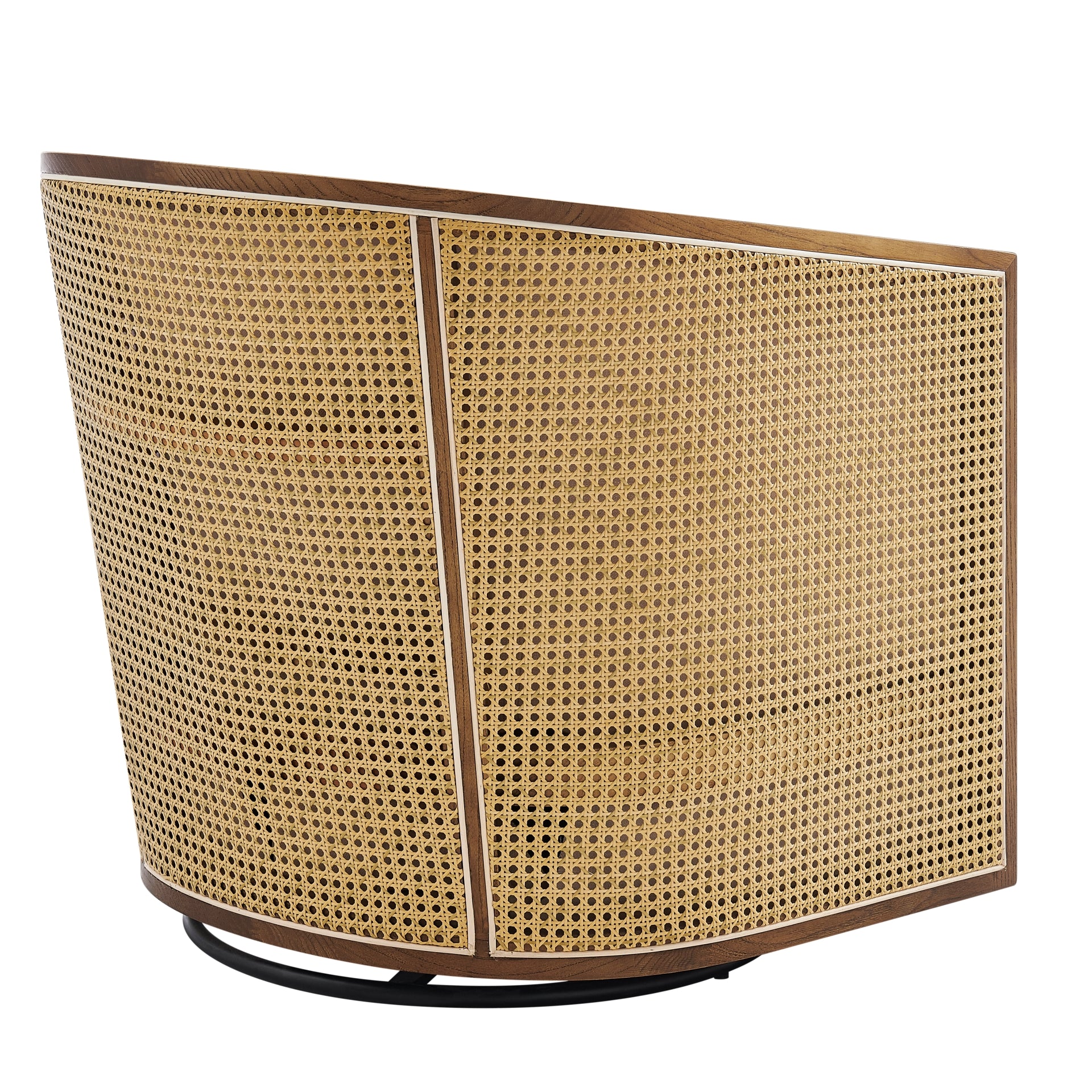 Marilyn Fabric Swivel Accent Arm Chair w/ Rattan Black Frame - What A Room