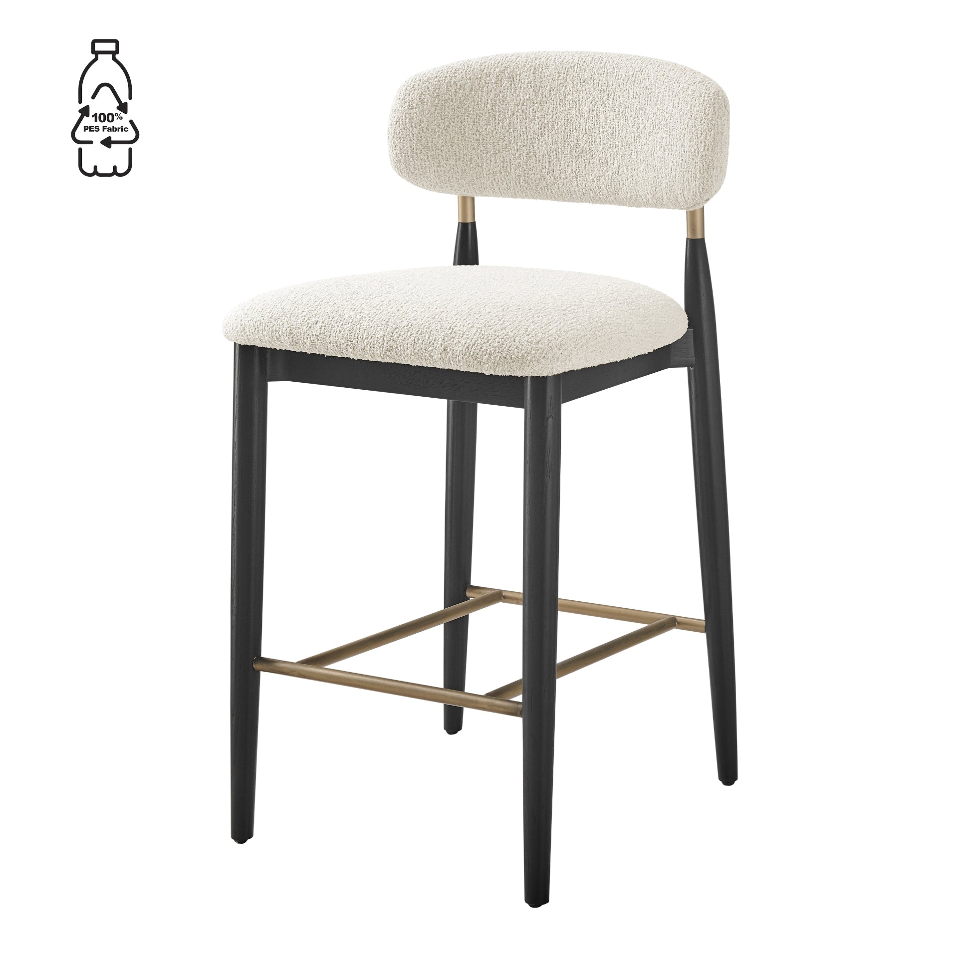 Verna Boucle Counter Stool Black Frame - What A Room
