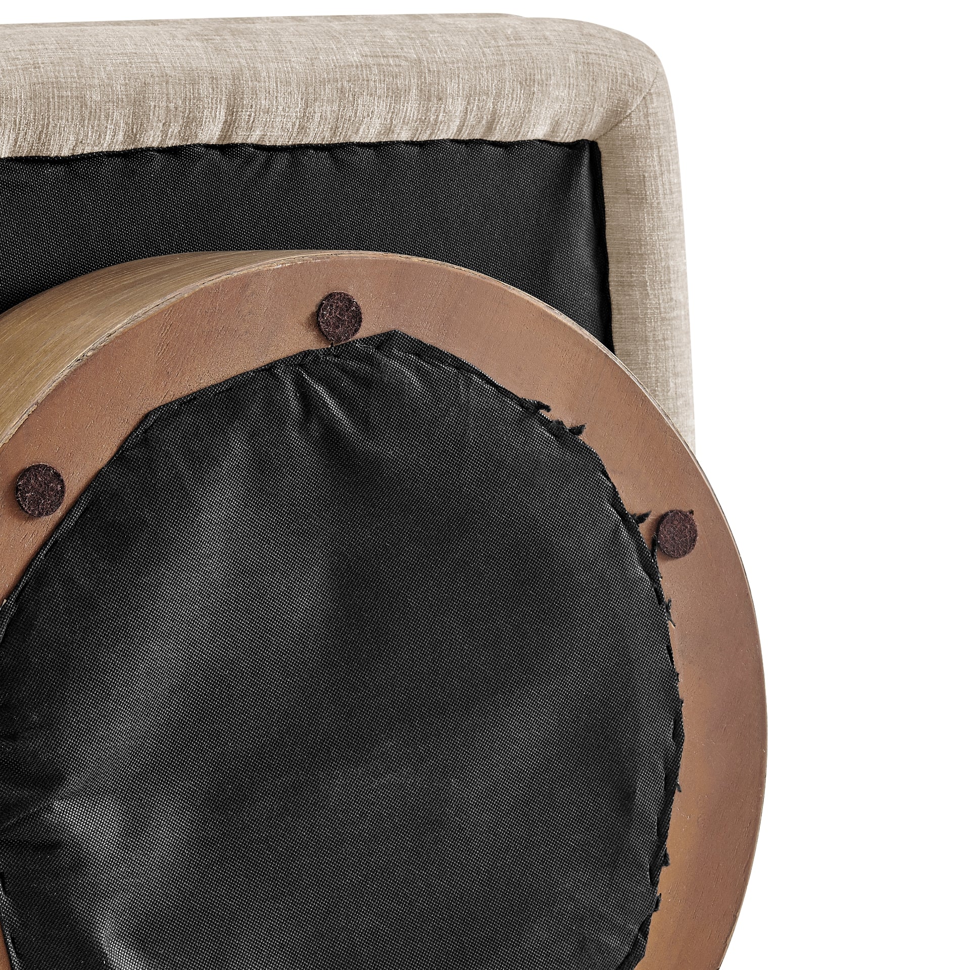 Zenda Fabric Swivel Accent Chair w/ Wooden Base - What A Room