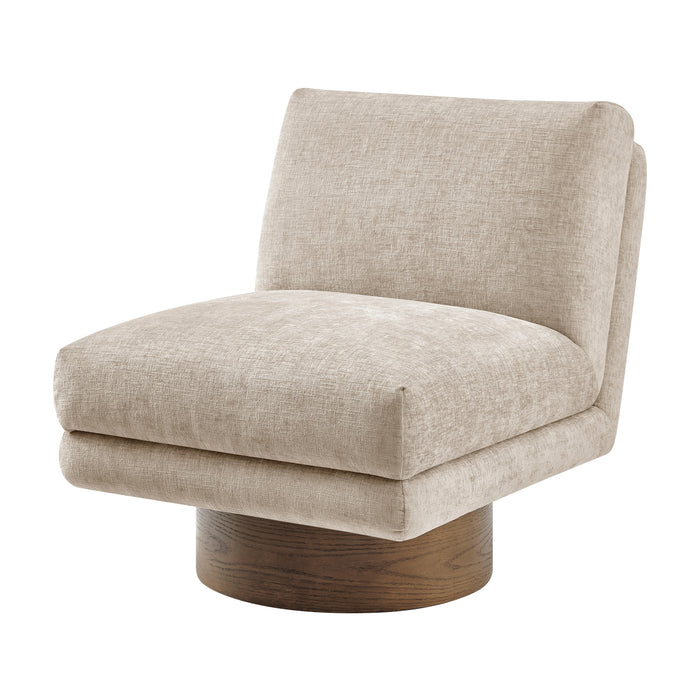 Zenda Fabric Swivel Accent Chair w/ Wooden Base - What A Room
