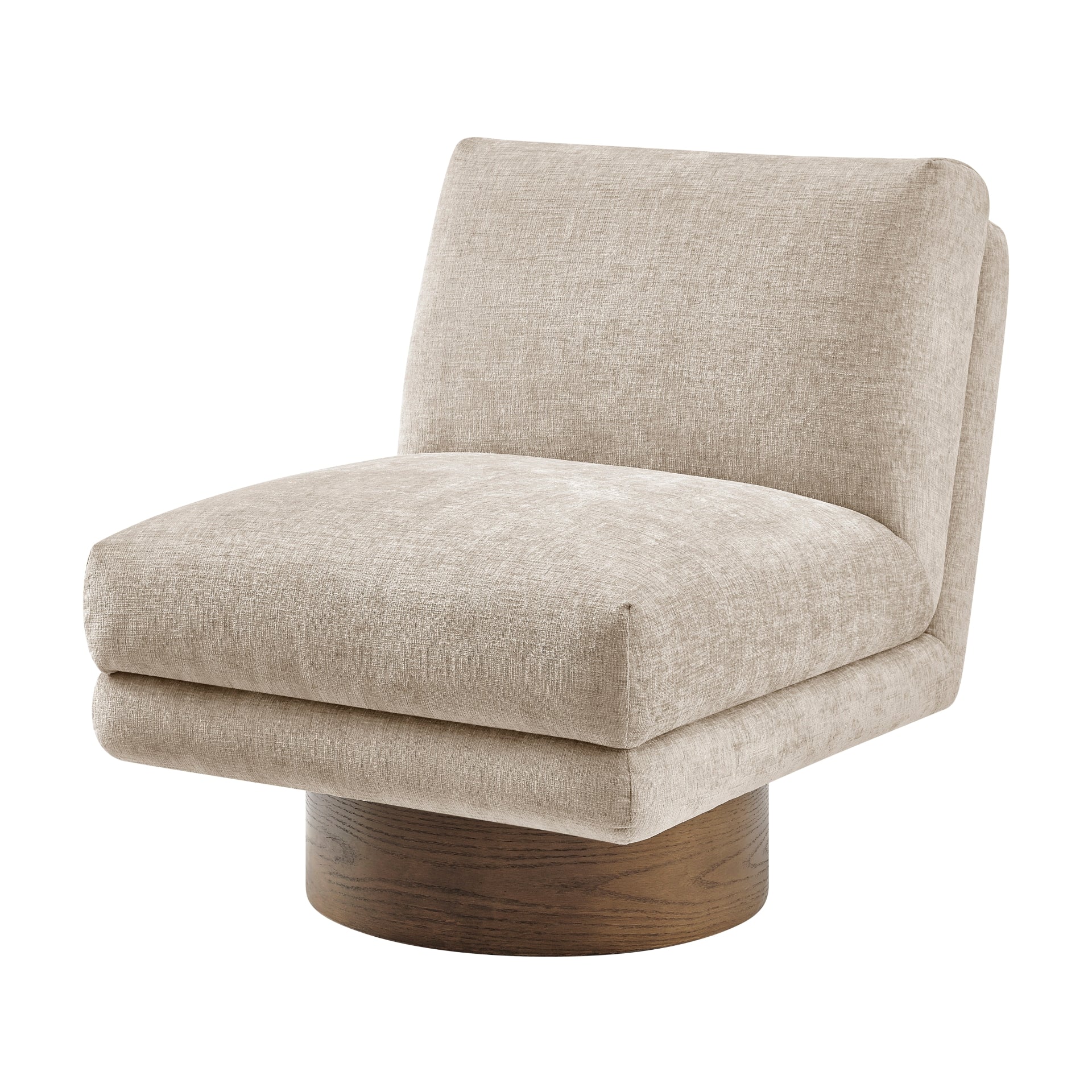 Zenda Fabric Swivel Accent Chair w/ Wooden Base - What A Room