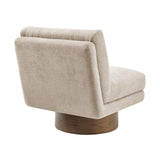Zenda Fabric Swivel Accent Chair w/ Wooden Base - What A Room