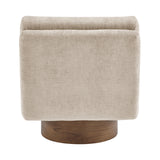 Zenda Fabric Swivel Accent Chair w/ Wooden Base - What A Room