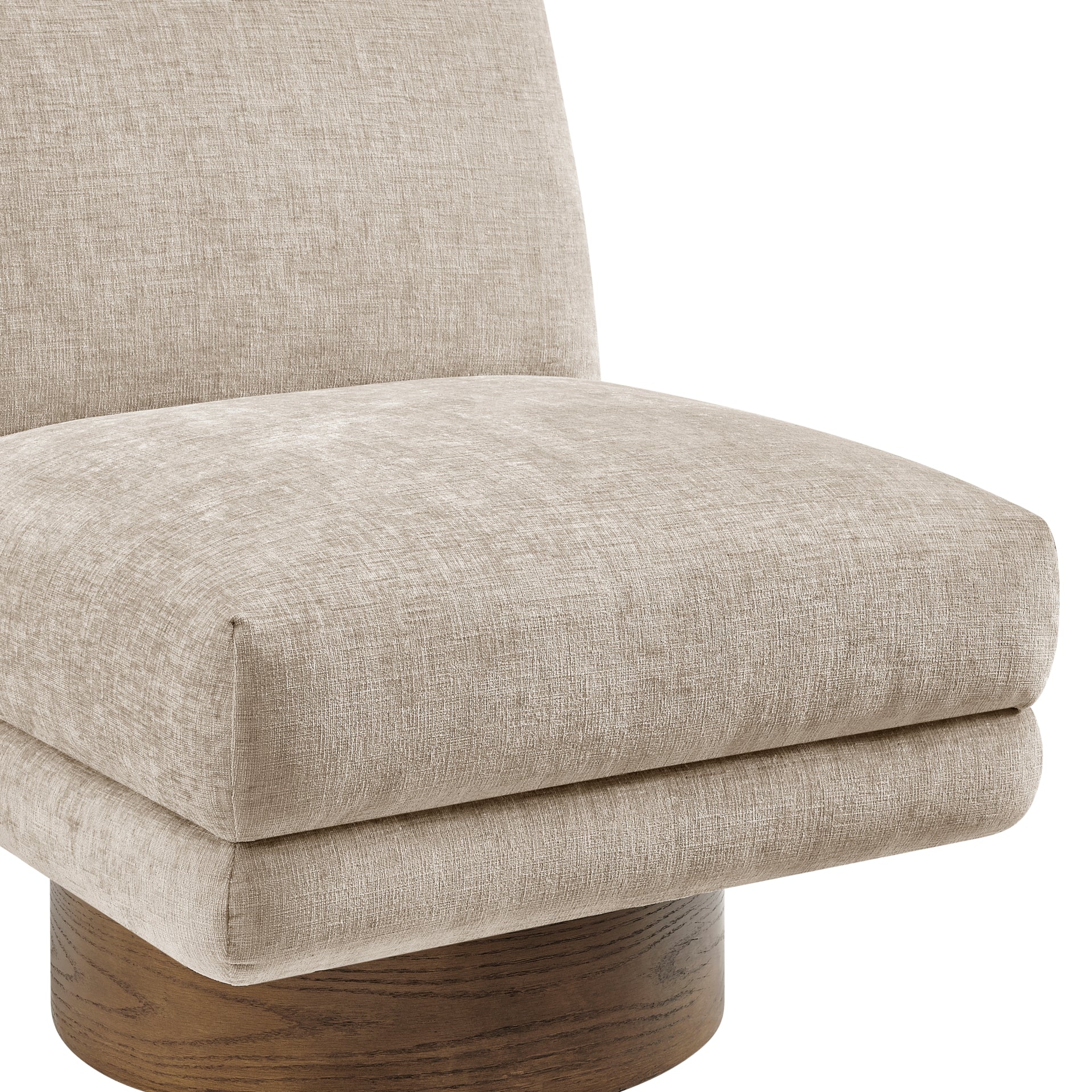 Zenda Fabric Swivel Accent Chair w/ Wooden Base - What A Room