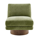 Zenda Fabric Swivel Accent Chair w/ Wooden Base - What A Room