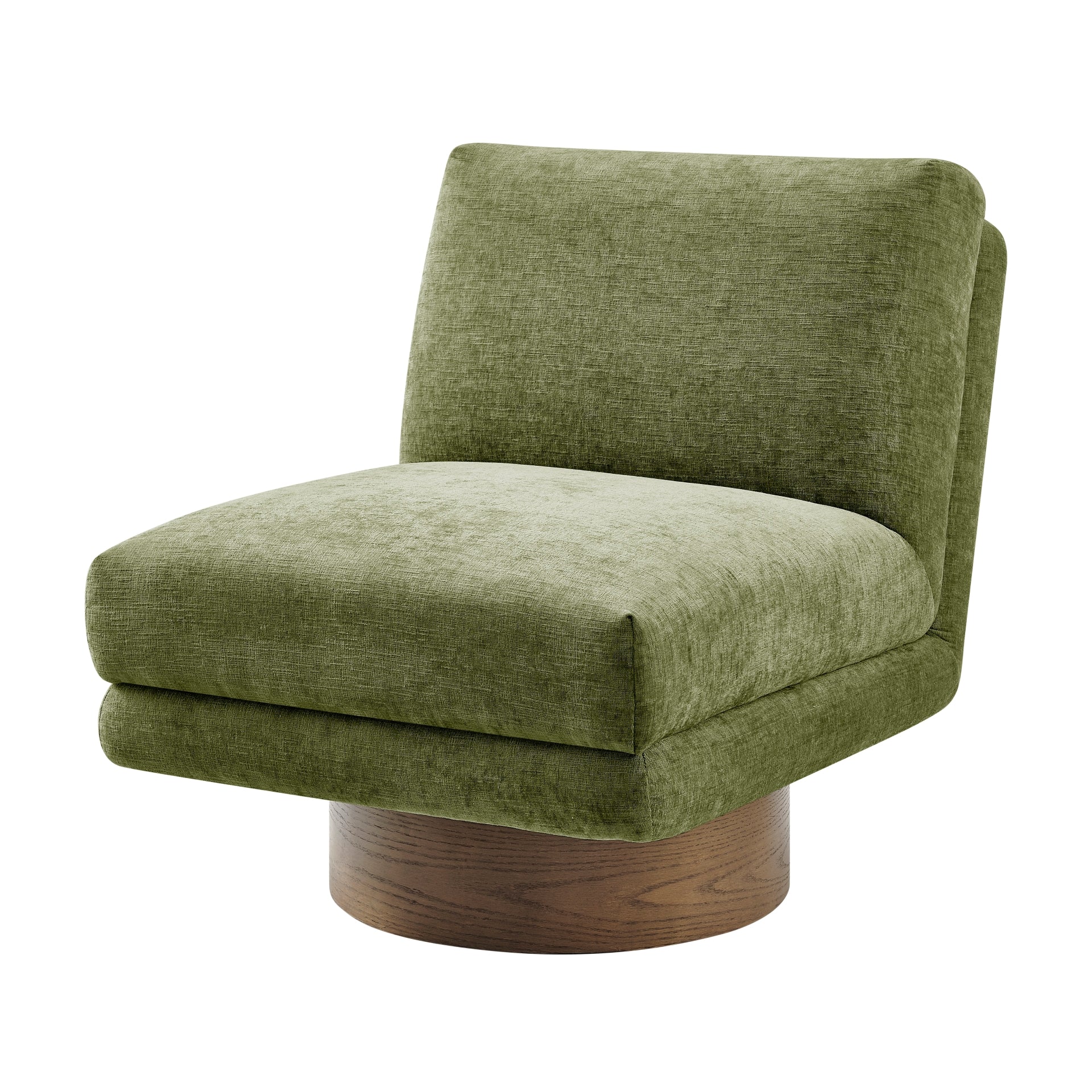 Zenda Fabric Swivel Accent Chair w/ Wooden Base - What A Room