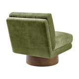 Zenda Fabric Swivel Accent Chair w/ Wooden Base - What A Room