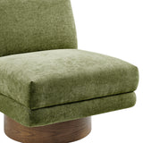 Zenda Fabric Swivel Accent Chair w/ Wooden Base - What A Room
