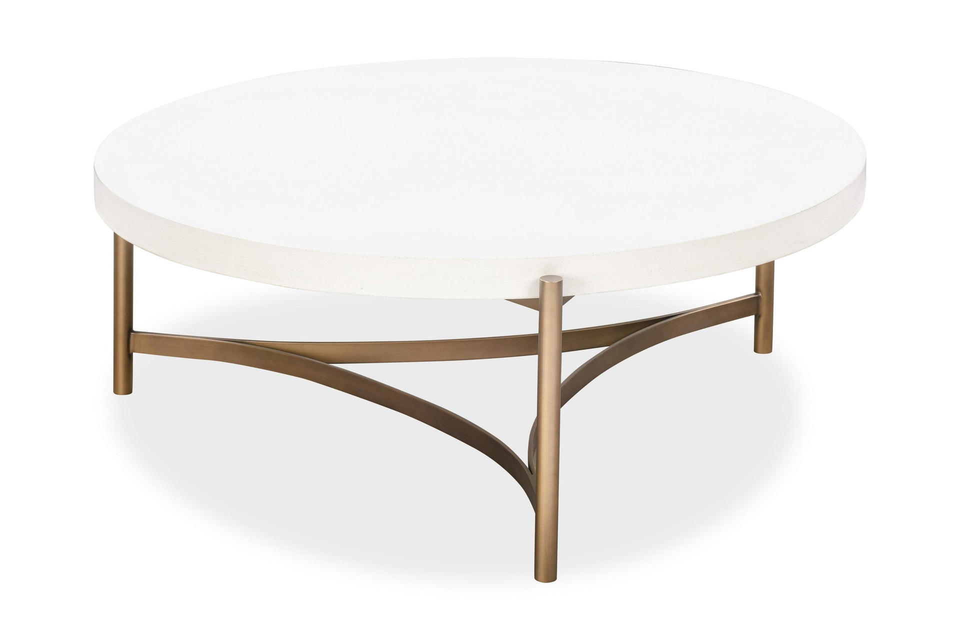 Lyon Round White Concrete and Metal Coffee Table - What A Room