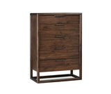 Sol Five Drawer Acacia Wood Chest in Brown Spice - What A Room