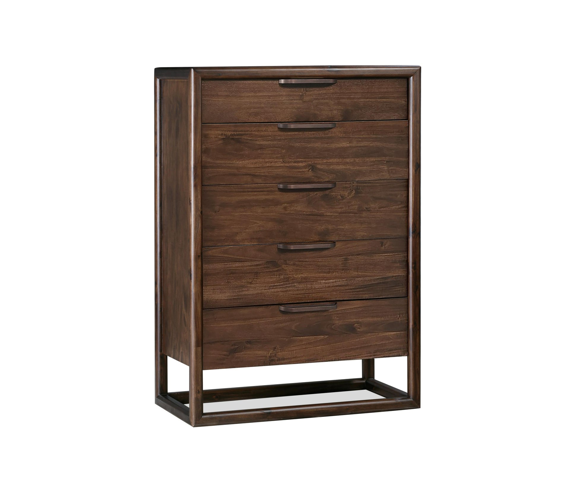 Sol Five Drawer Acacia Wood Chest in Brown Spice - What A Room