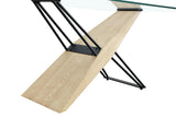 Aere Glass, Wood and Metal Rectangular Dining Table in Natural Ash and Black - What A Room