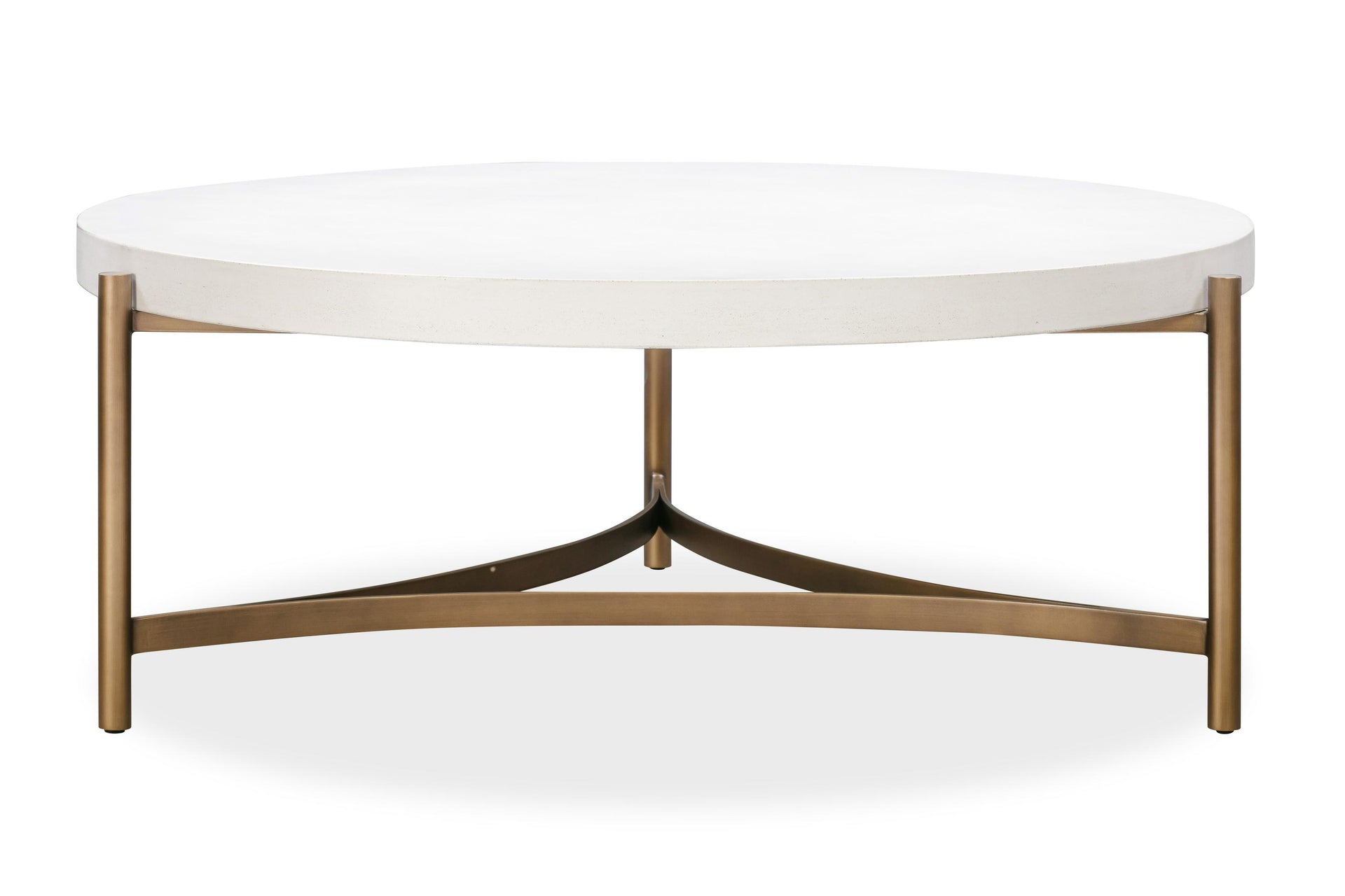 Lyon Round White Concrete and Metal Coffee Table - What A Room