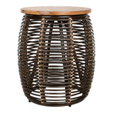 Iris Rattan Side/End Table w/ Wood Top - What A Room