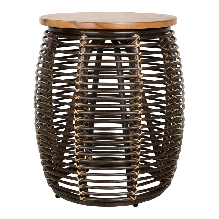 Iris Rattan Side/End Table w/ Wood Top - What A Room