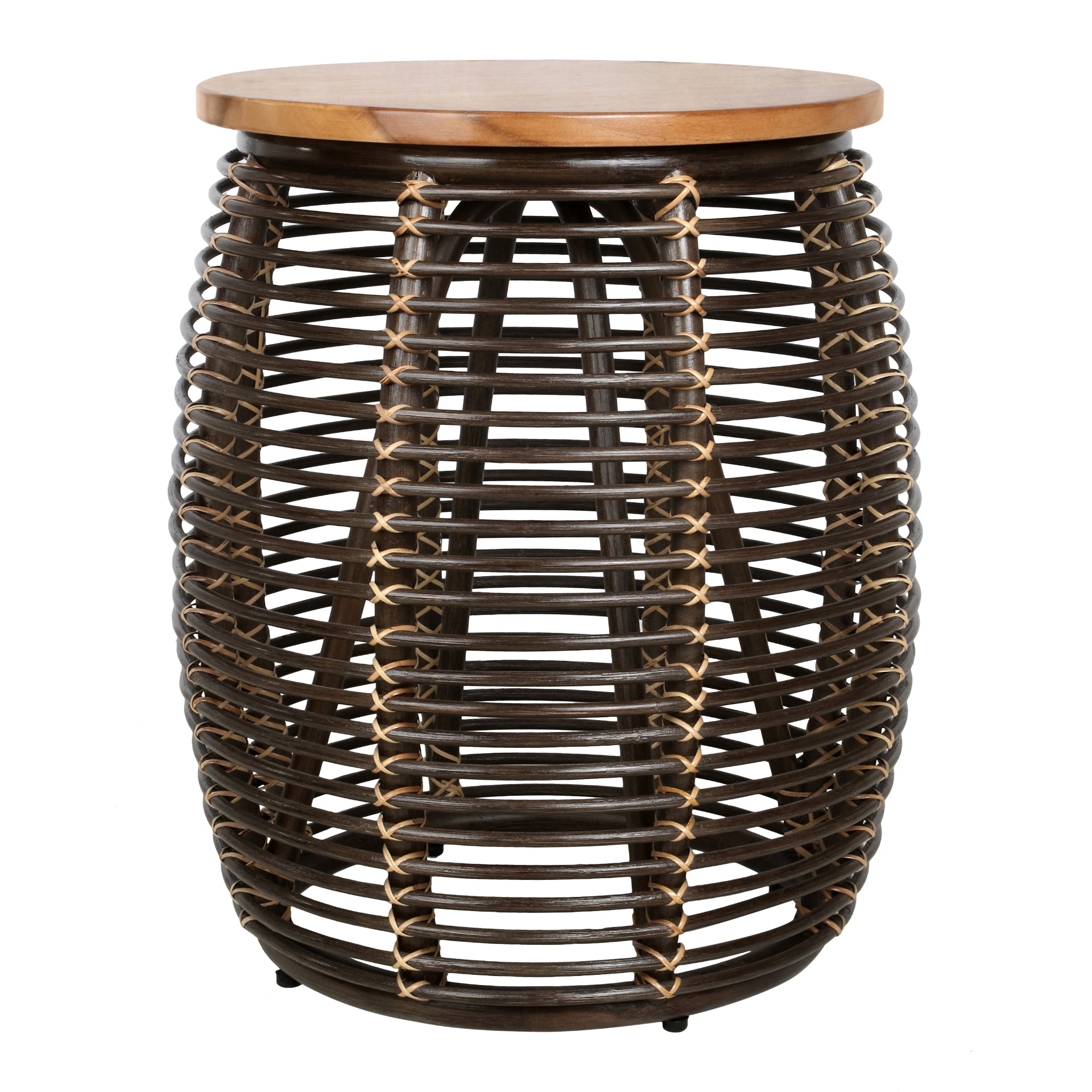 Iris Rattan Side/End Table w/ Wood Top - What A Room