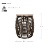 Iris Rattan Side/End Table w/ Wood Top - What A Room