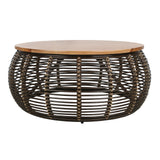 Iris Rattan Coffee Table w/ Wood Top - What A Room