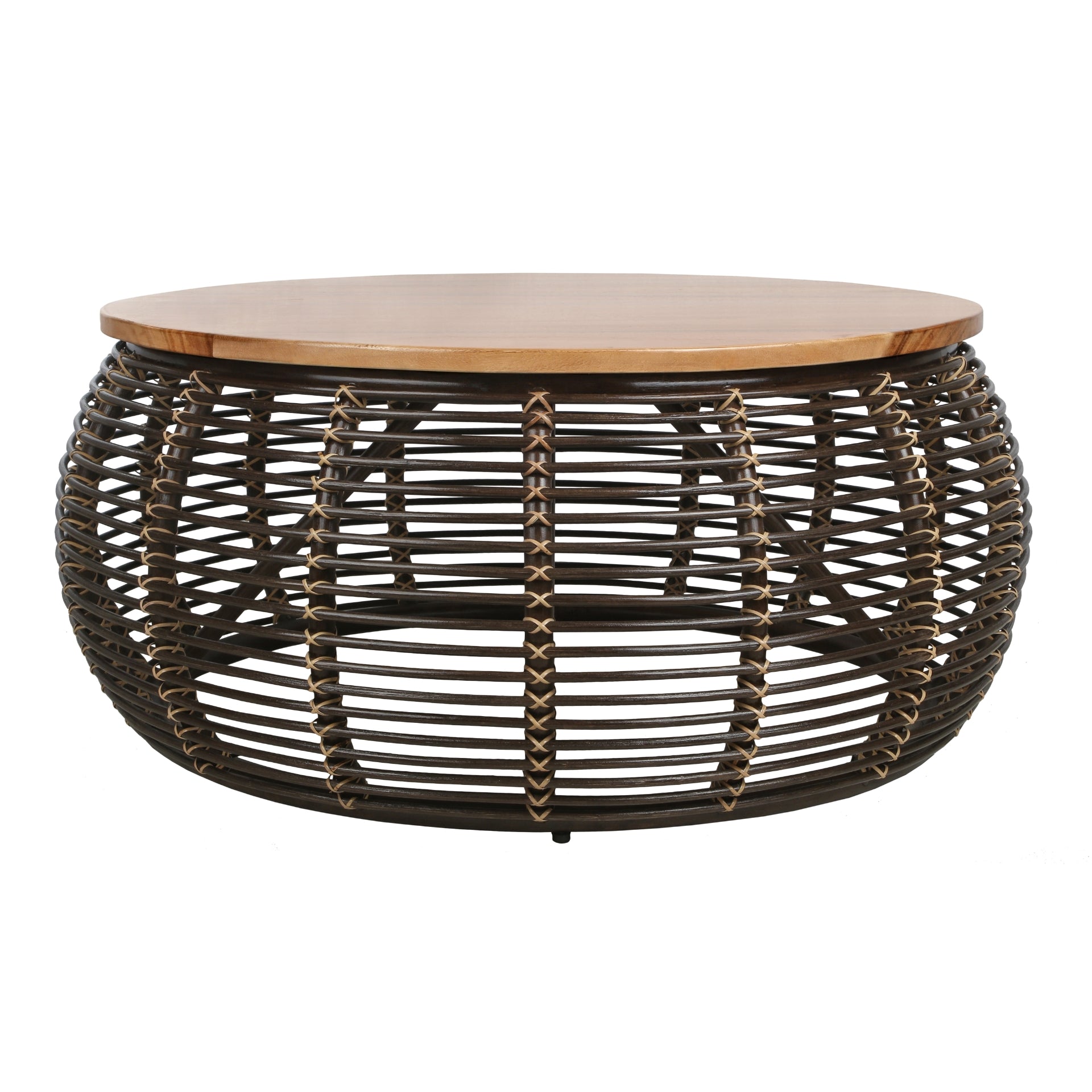 Iris Rattan Coffee Table w/ Wood Top - What A Room