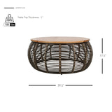 Iris Rattan Coffee Table w/ Wood Top - What A Room