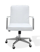 One Metal Frame Home Office Chair in Brushed Stainless Steel and White Leather - What A Room