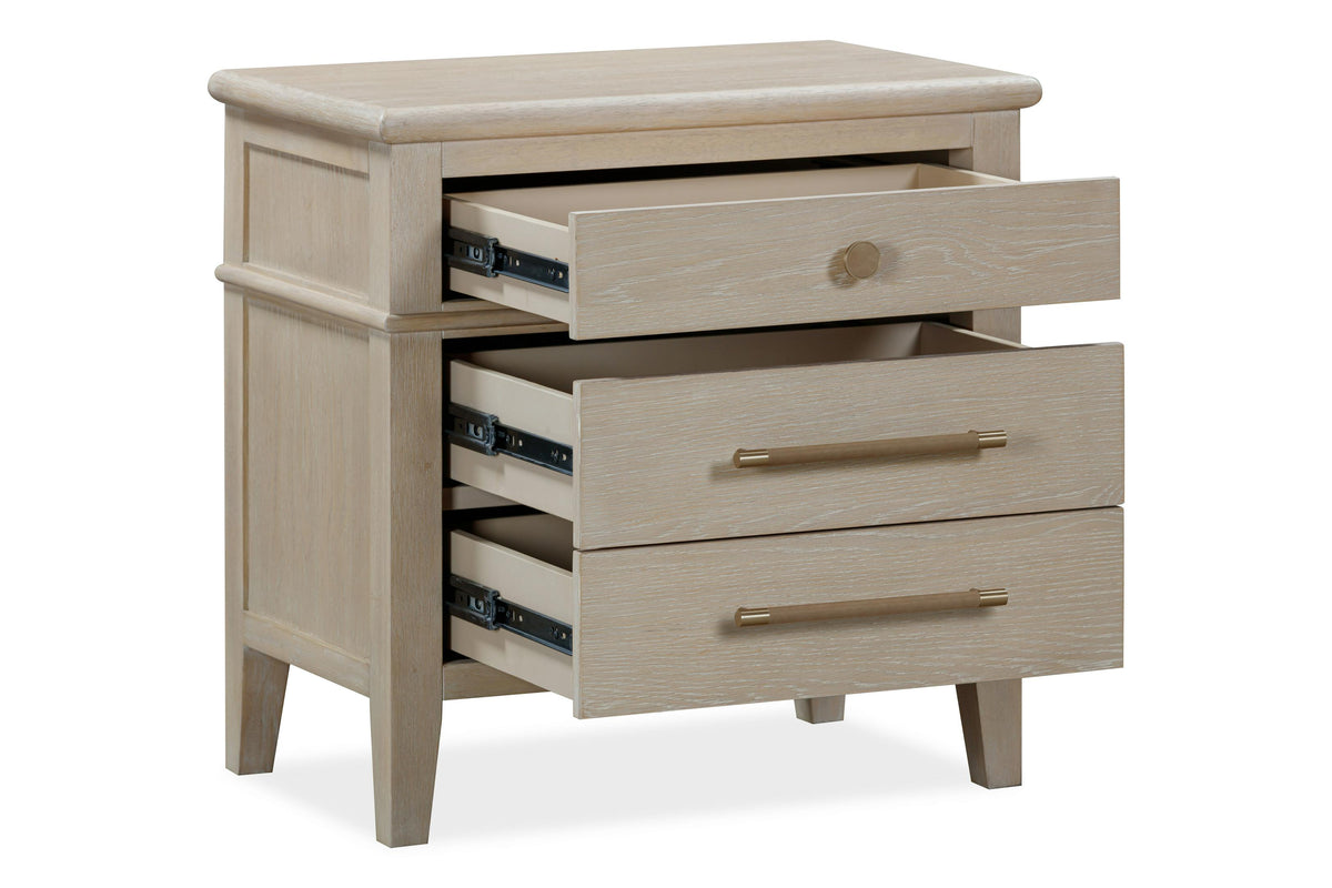 Camden Three Drawer Oak Wood Nightstand in Chai - What A Room