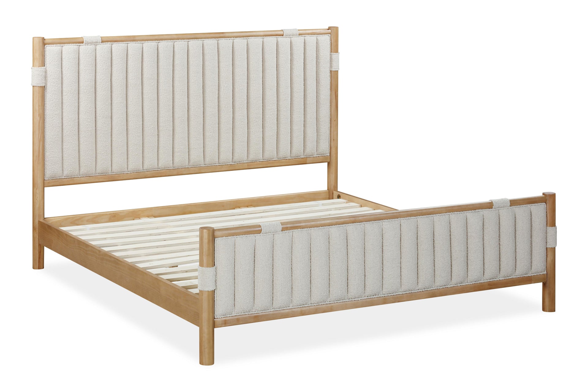 Furano Upholstered Panel Bed in Ginger and Brun Boucle - What A Room