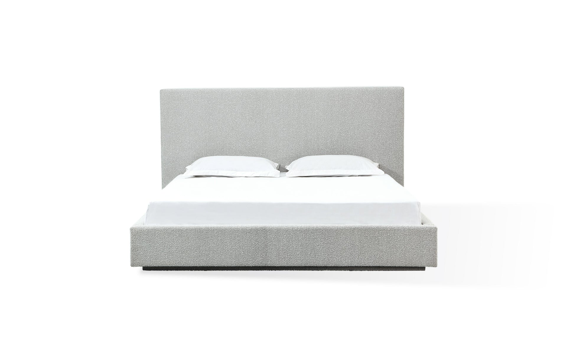 One Upholstered Platform Bed in Cotton Ball Boucle - What A Room