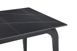 Nicoya Stone Top Rectangular Dining Table in Black Stone and Black Metal - What A Room