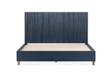 Argento Wave-Patterned Bed in Navy Blue and Burnished Brass - What A Room