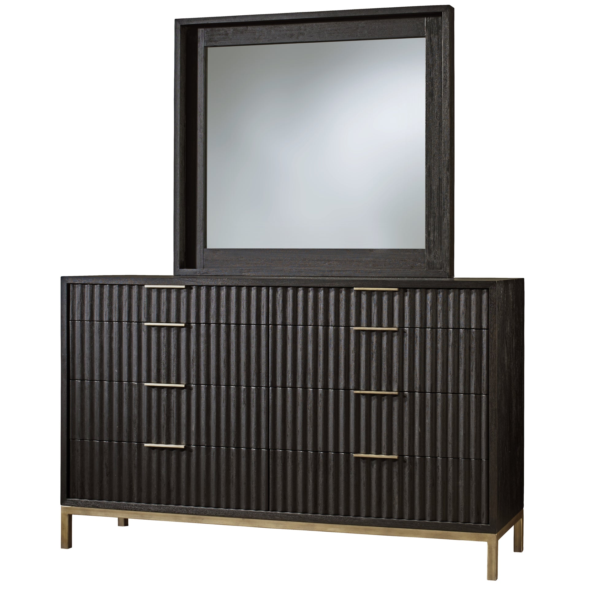 Kentifield Solid Wood Eight Drawer Dresser in Black Drifted Oak - What A Room