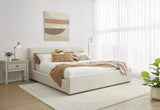 Louis Upholstered Platform Bed in Natural Linen - What A Room
