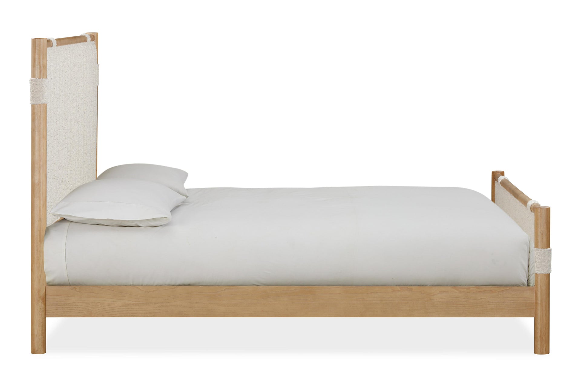 Furano Upholstered Panel Bed in Ginger and Brun Boucle - What A Room