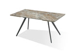 Lucia Double Extension Stone Top Metal Leg Dining Table in Rich Brown and Black - What A Room
