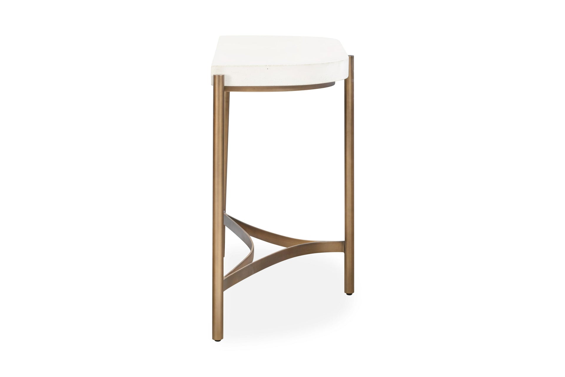 Lyon Semi-circular White Concrete and Metal Console Table - What A Room