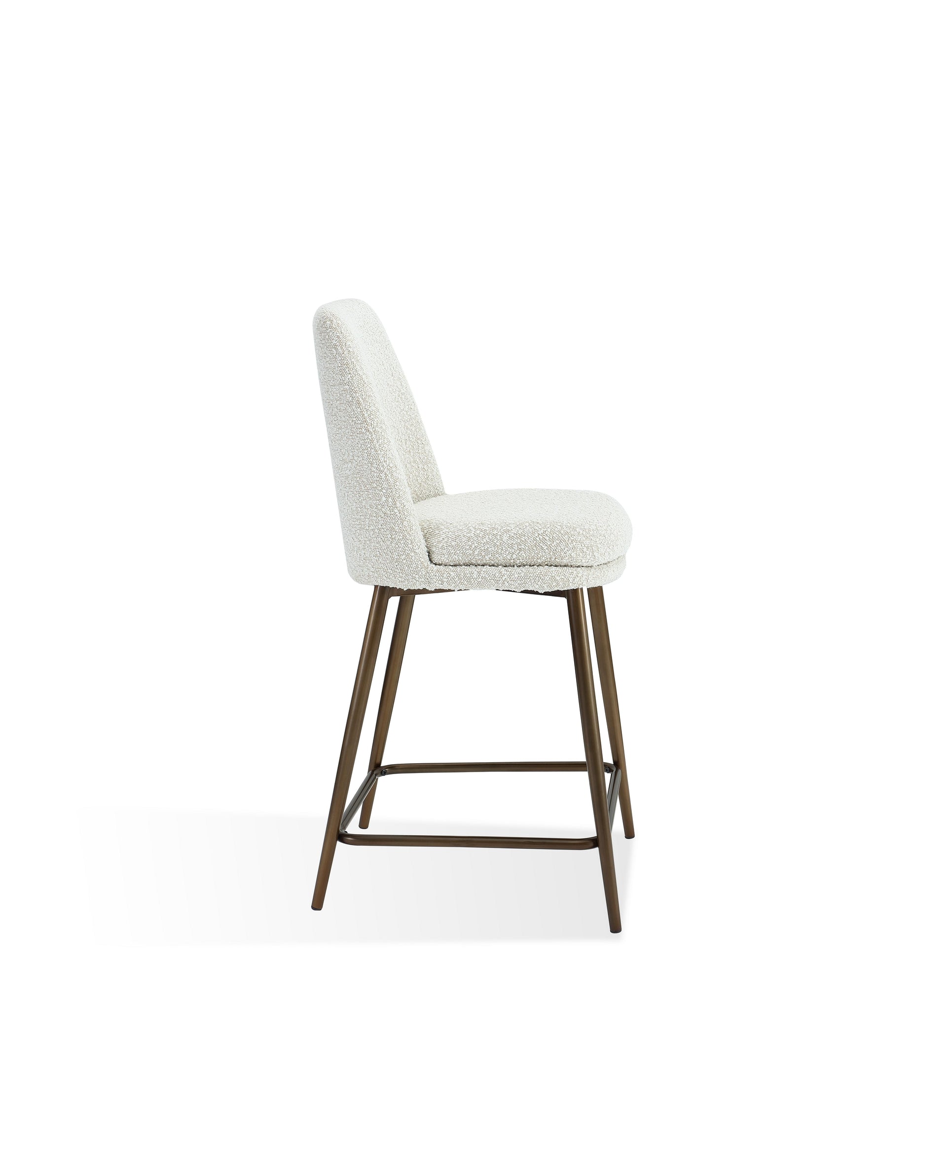 Wyatt Upholstered Counter Stool in Ricotta Boucle and Bronze Metal - What A Room