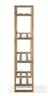One Modern Coastal Glass Shelf Bookcase in Solid Wood - What A Room