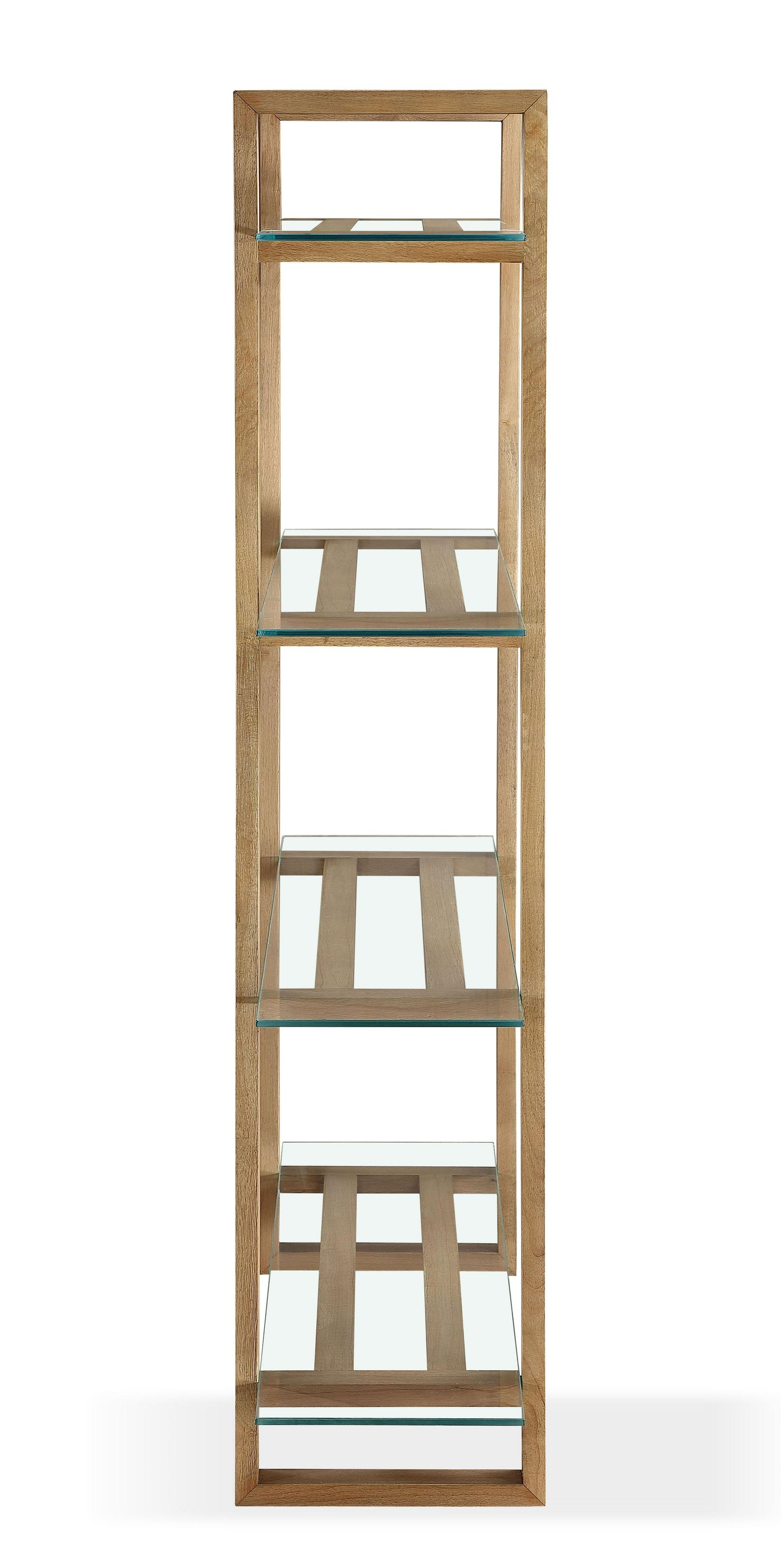 One Modern Coastal Glass Shelf Bookcase in Solid Wood - What A Room