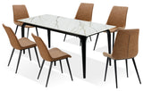 Nicoya Stone Top Rectangular Dining Table in Pumpkin Spice Stone and Black Metal - What A Room