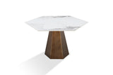 Balos Stone Top Hexagonal Dining Table in Chanelle and Bronze - What A Room