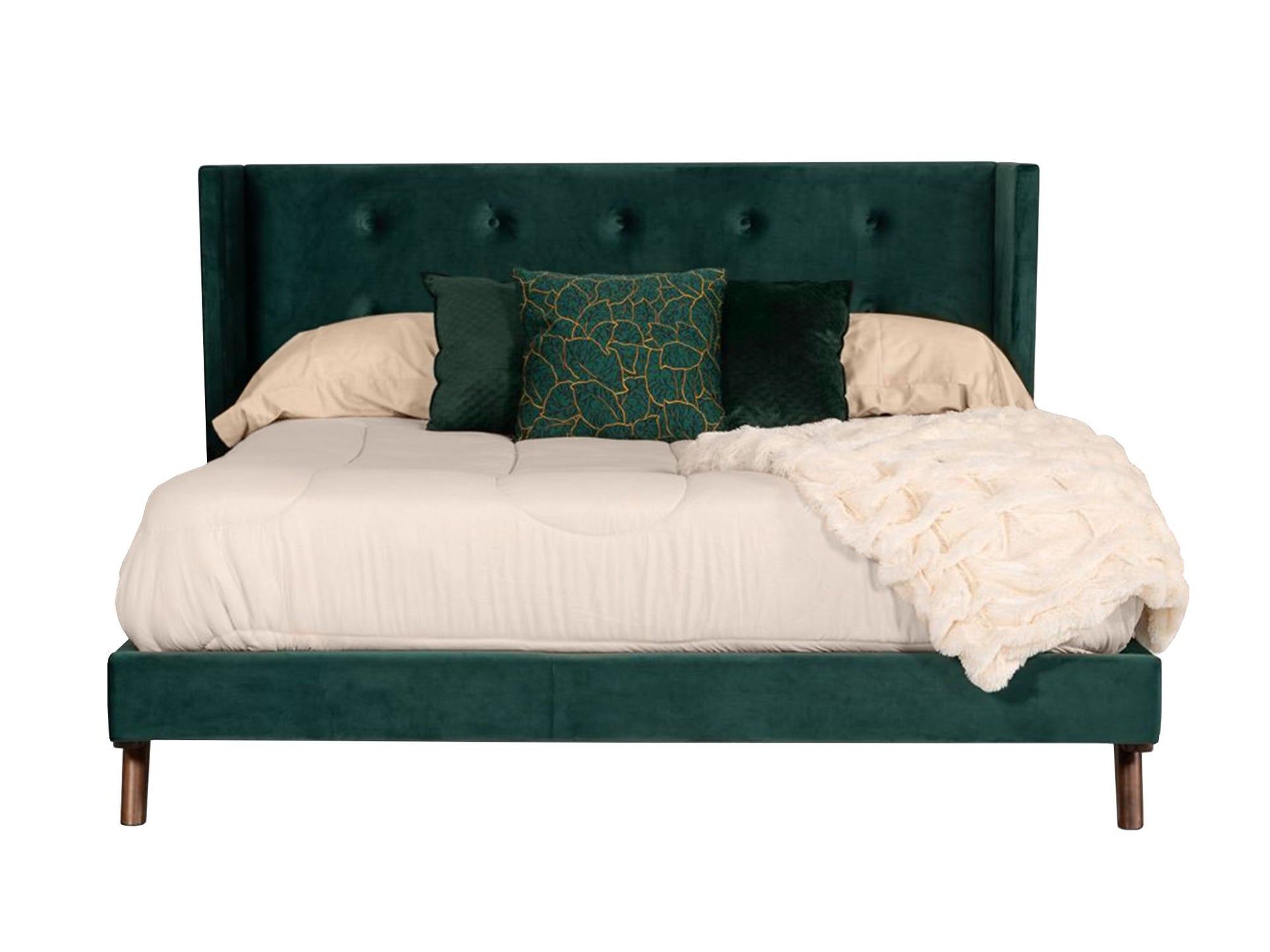 Nova Domus Durango Modern Green Fabric & Walnut Bed - What A Room