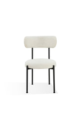 Aere Boucle Upholstered Metal Leg Dining Chair in Ivory and Black (Set of 2) - What A Room