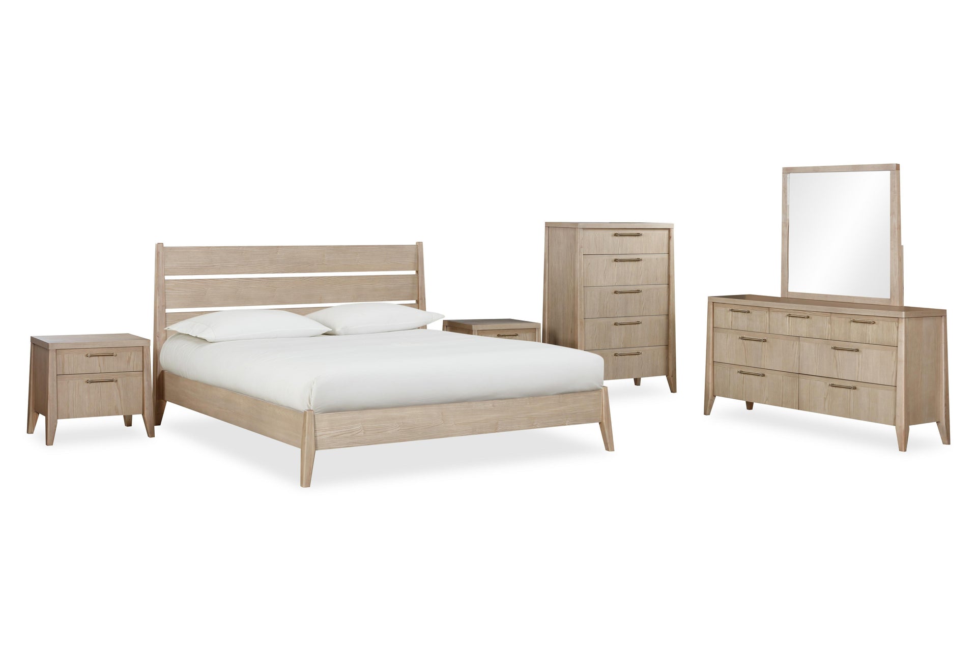 Sumire Slatted Ash Wood Platform Bed in Ginger - What A Room