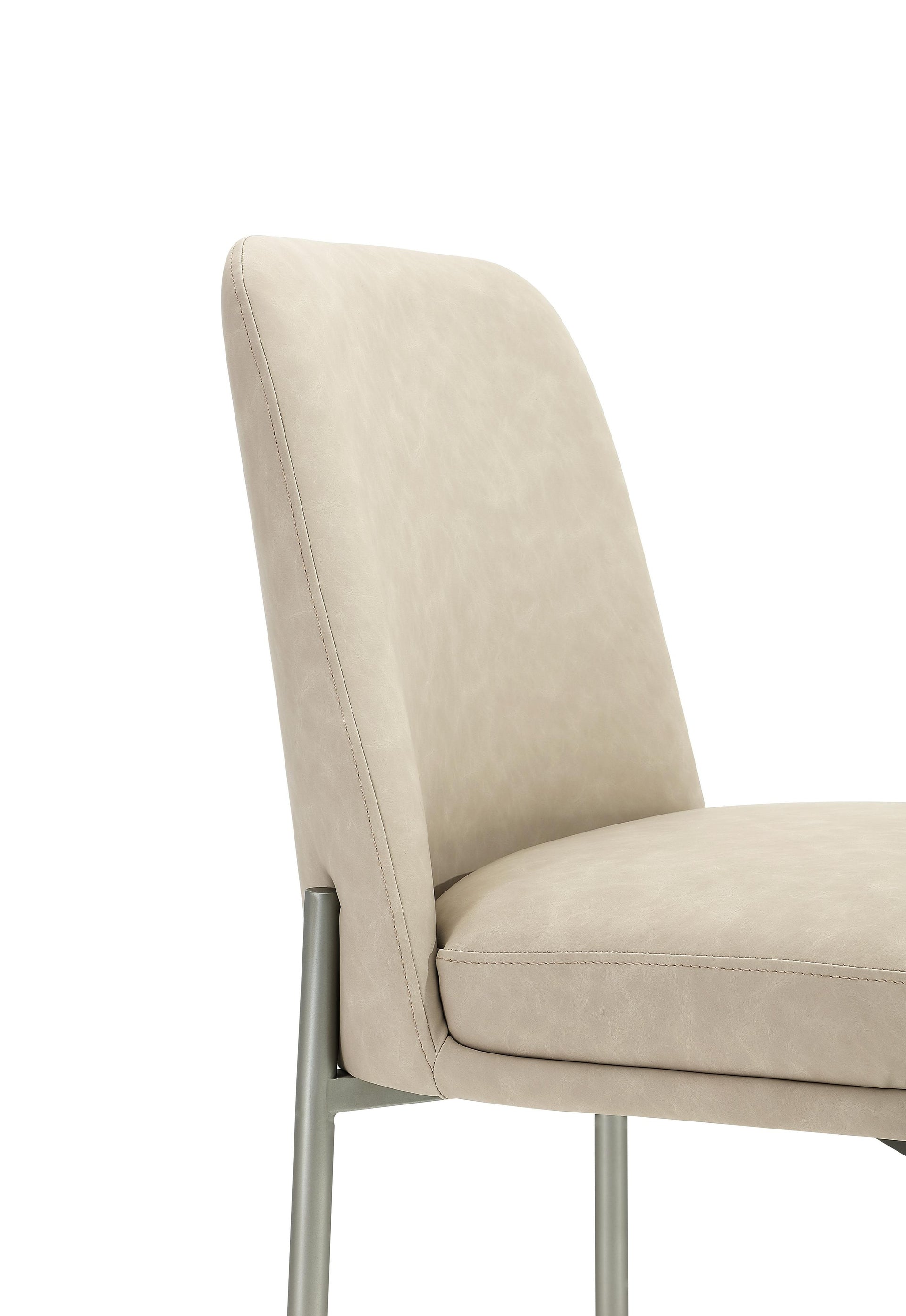 Dion Upholstered Counter Stool in Camel Synthetic Leather and Brushed Nickel Metal - What A Room