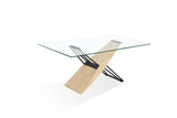Aere Glass, Wood and Metal Rectangular Dining Table in Natural Ash and Black - What A Room