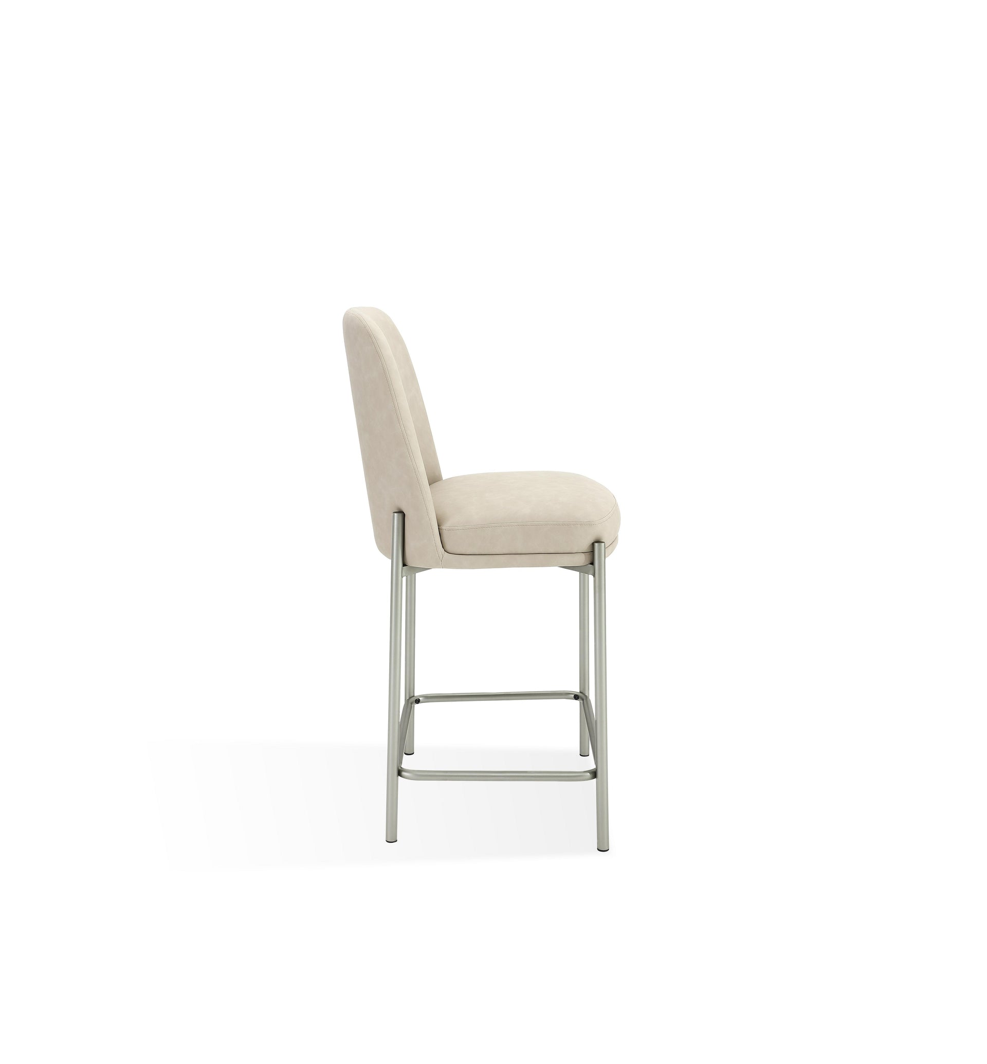 Dion Upholstered Counter Stool in Camel Synthetic Leather and Brushed Nickel Metal - What A Room